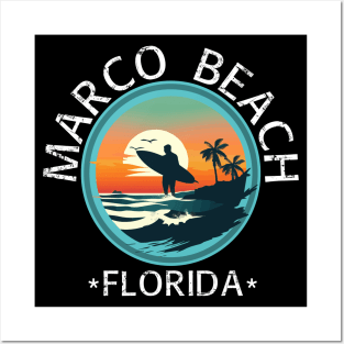 Marco Beach - Florida (with White Lettering) Posters and Art